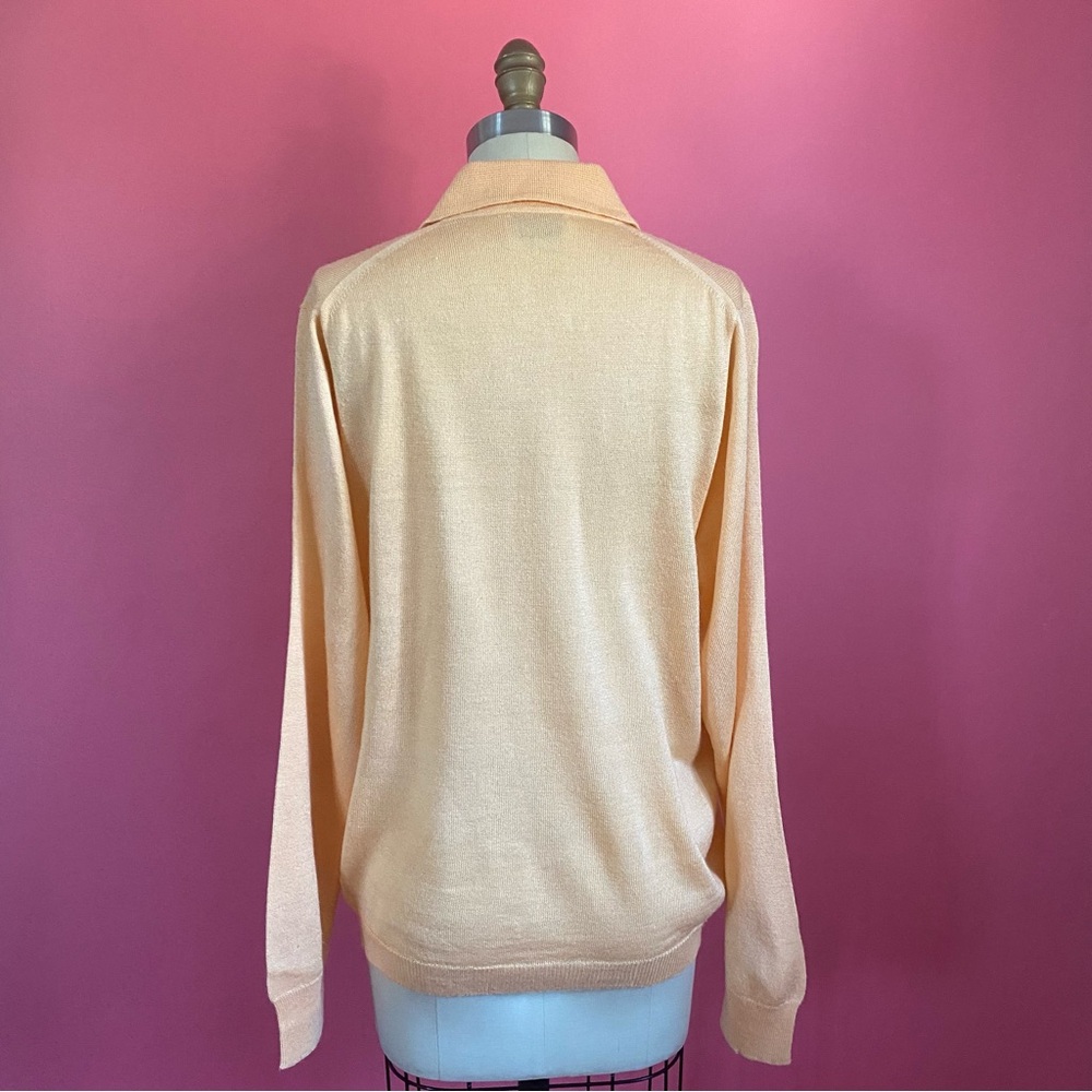 🌈4/$20🌈 Vintage 70s/80s Preppy Pastel Tangerine Orange Sweater Knit Polo M - Picture 7 of 14